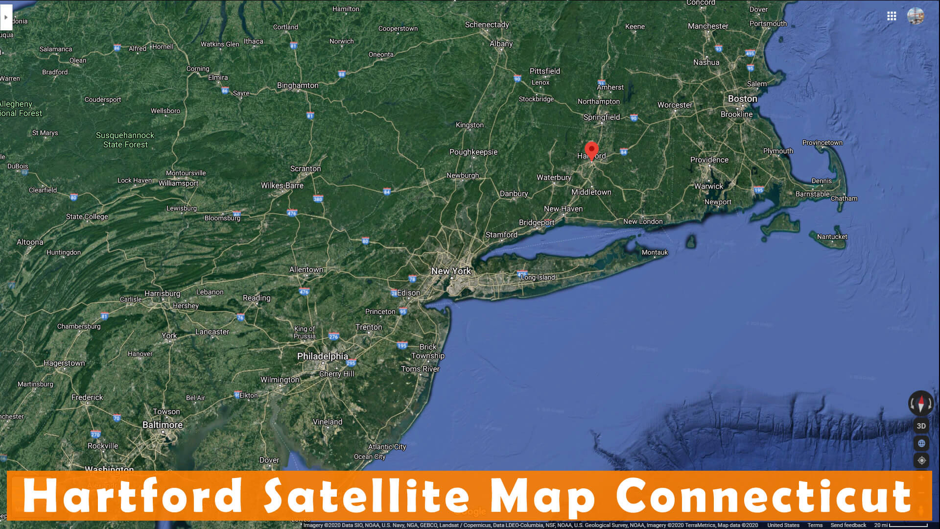 Hartford Satellite Map Connecticut